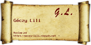 Géczy Lili névjegykártya